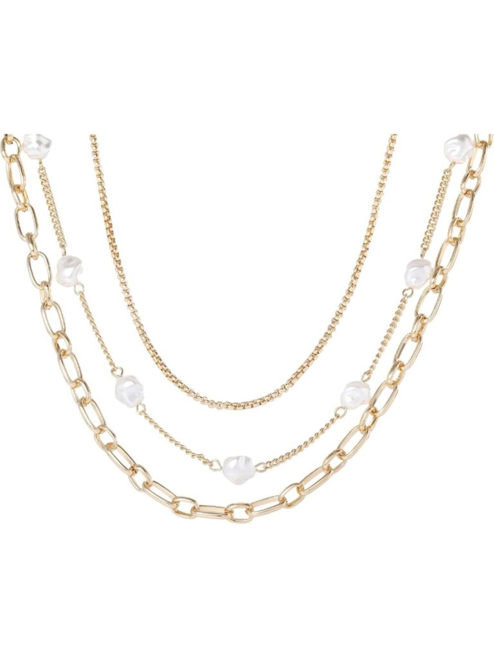 Layered Pearl Necklace in Gold-Tone | Elegant Women's Jewelry Accessory